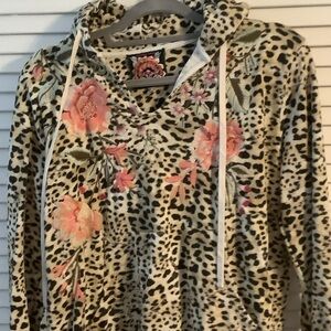 Johnny Was Floral Leopard Print Hoodie